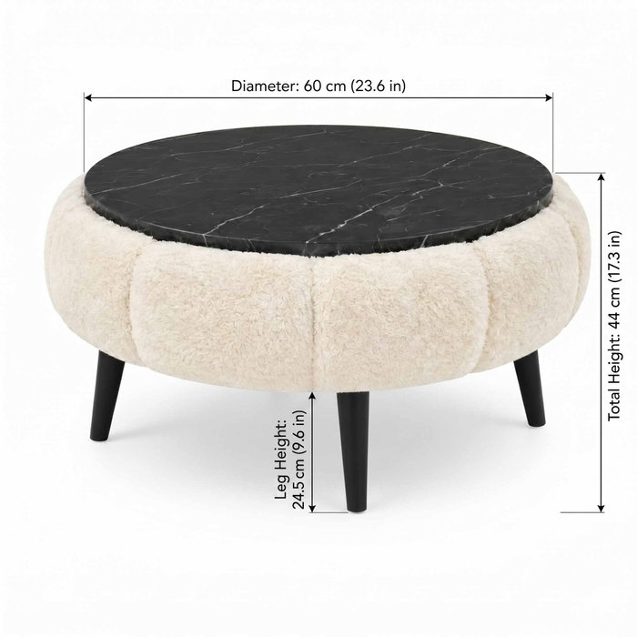 Atelier Del Sofa Papatya 60 - Crema, Mármol Negro